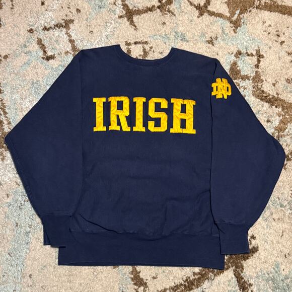 Vintage 90s Champion Reverse Weave Notre Dame Fighting Irish Sweatshirt Size XL - Picture 1 of 7